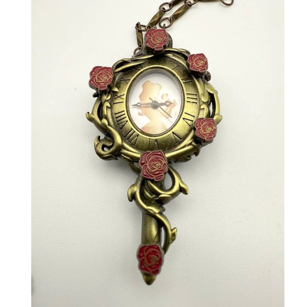 Disney Beauty And The Beast Rose Clock Necklace |… - image 2